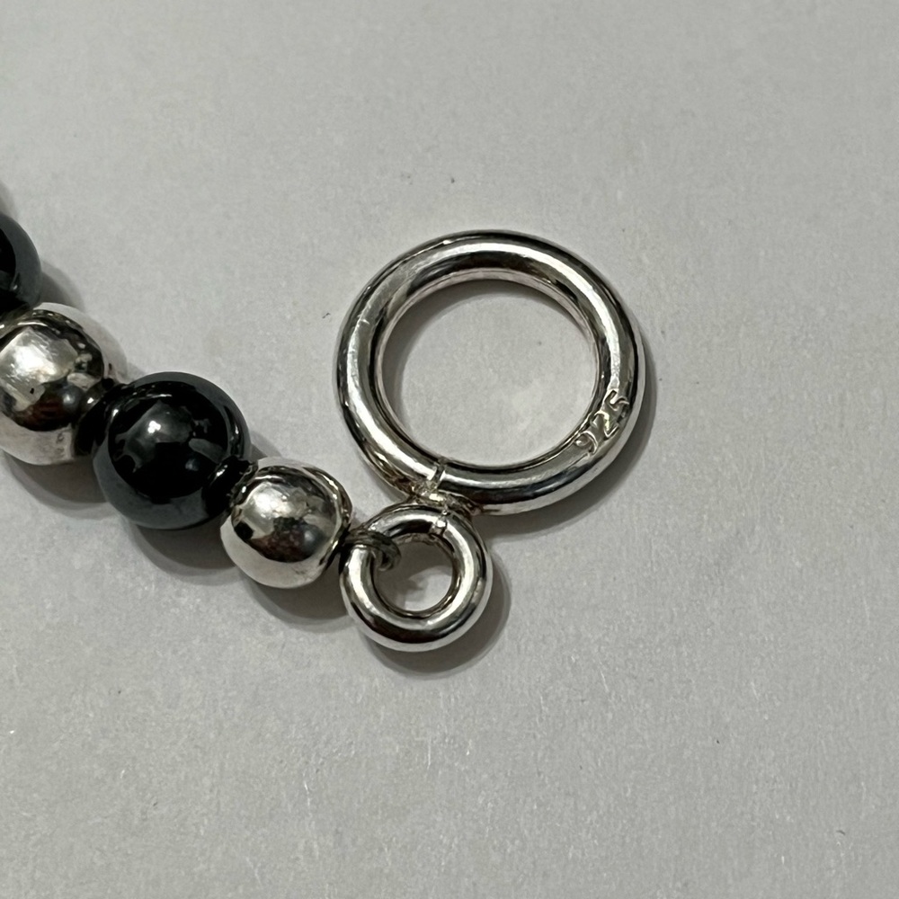 Boho Sterling Silver Hematite Toggle Bracelet 7” … - image 5